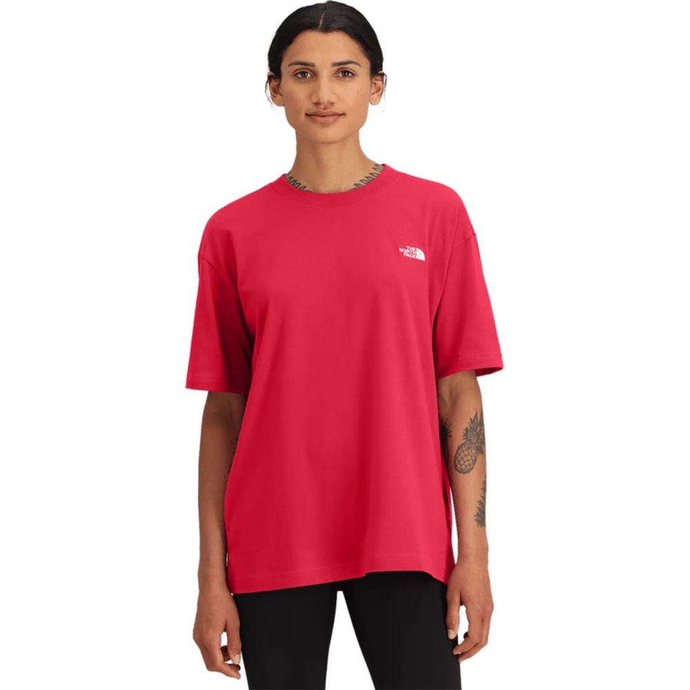 The North Face Short-Sleeve Evolution Oversized T-Shirt Women's Med Hibiscus 🌺